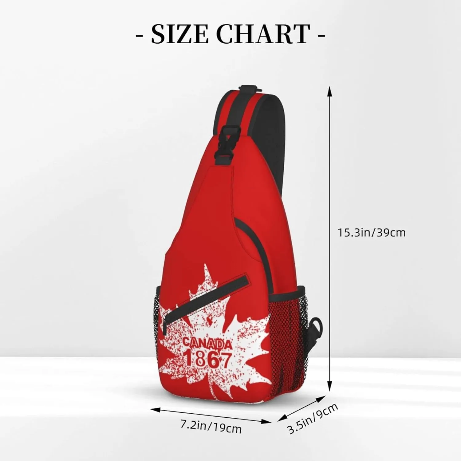 ASYG Canada Sling Bag Canada Flag Crossbody Chest Daypack Casual Backpack Maple Leaf Shoulder Bag For Travel Picnic