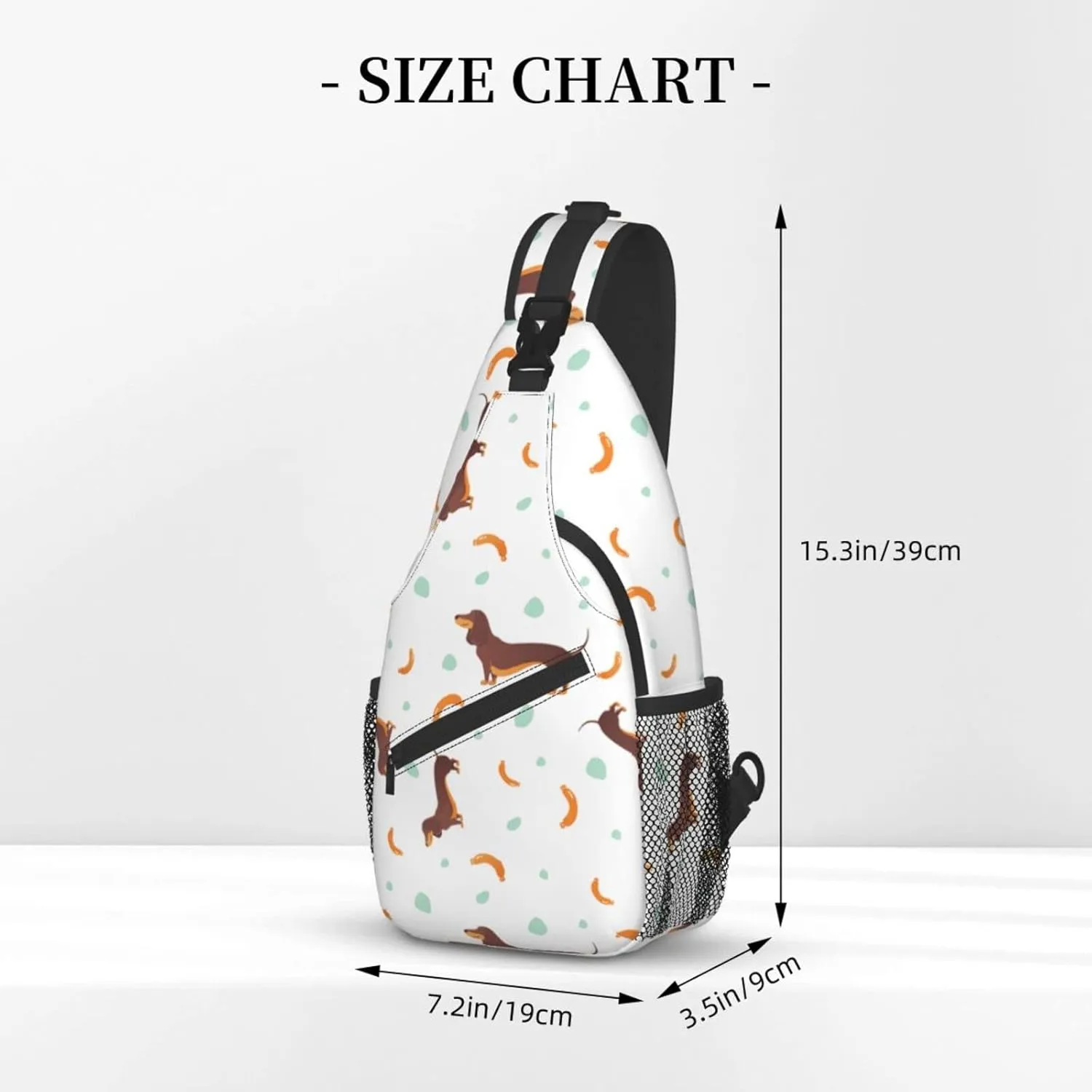 ASYG Cute Dog Sling Bag Dog Crossbody Chest Daypack Casual Backpack Women Shoulder Bag For Travel Picnic