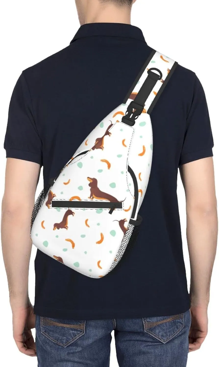 ASYG Cute Dog Sling Bag Dog Crossbody Chest Daypack Casual Backpack Women Shoulder Bag For Travel Picnic