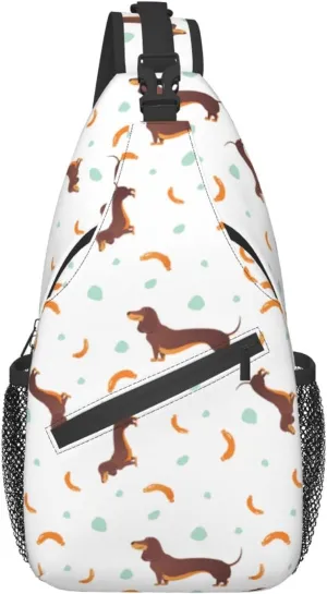 ASYG Cute Dog Sling Bag Dog Crossbody Chest Daypack Casual Backpack Women Shoulder Bag For Travel Picnic