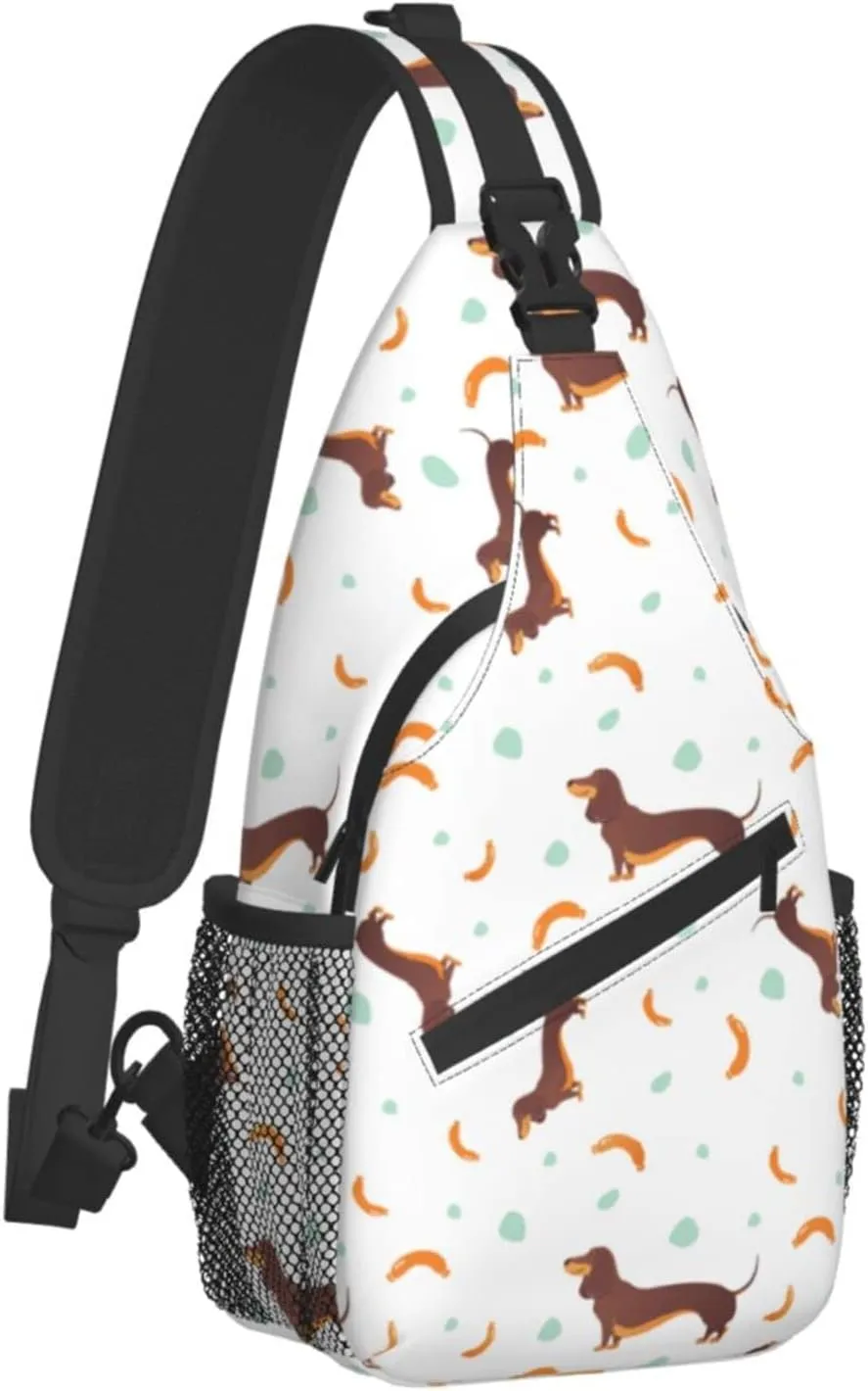 ASYG Cute Dog Sling Bag Dog Crossbody Chest Daypack Casual Backpack Women Shoulder Bag For Travel Picnic