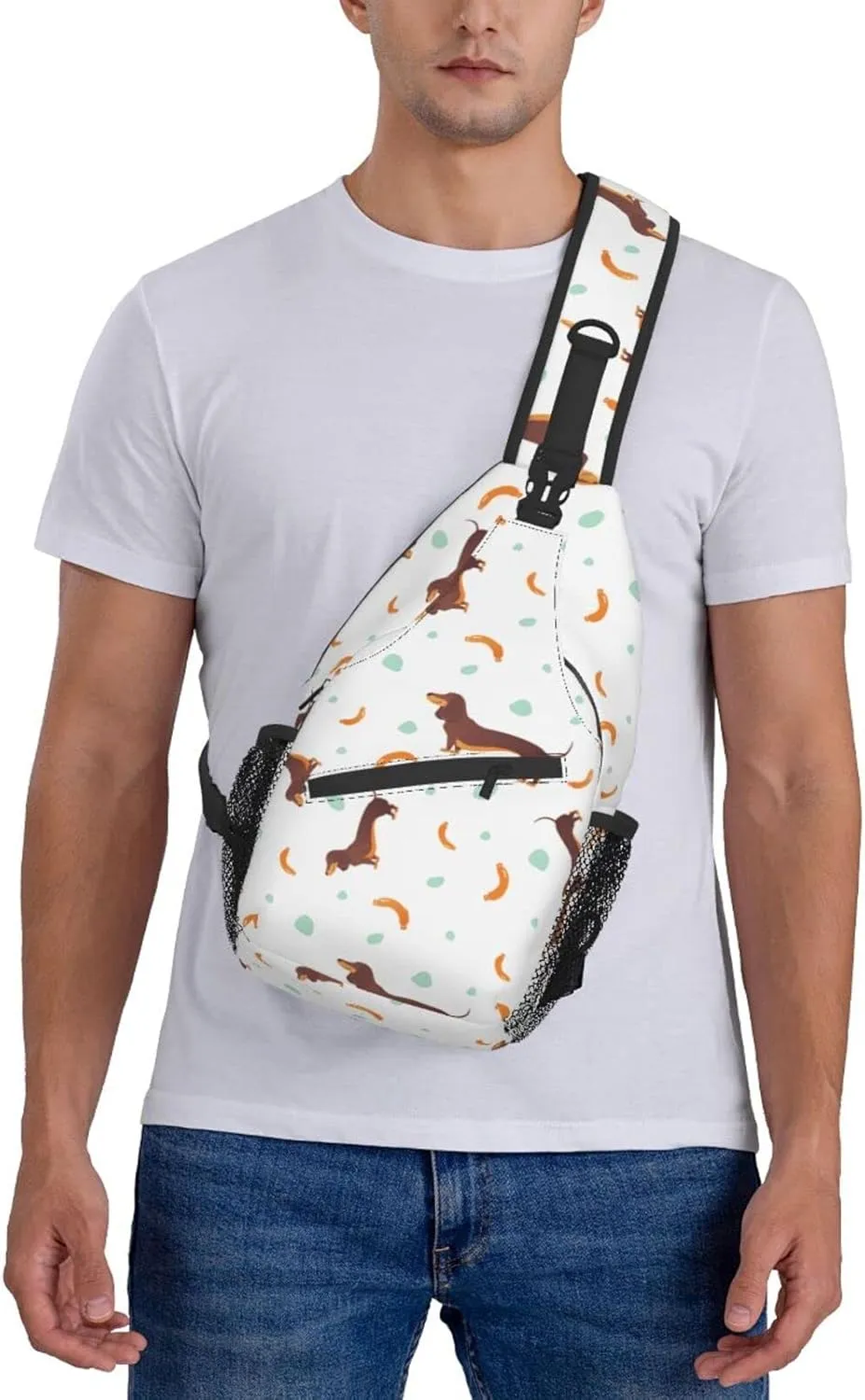 ASYG Cute Dog Sling Bag Dog Crossbody Chest Daypack Casual Backpack Women Shoulder Bag For Travel Picnic
