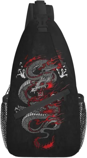 ASYG Dragon Pattern Sling Bag Crossbody Chest Daypack Casual Backpack Cool Shoulder Bag For Travel Hiking Sport Gym