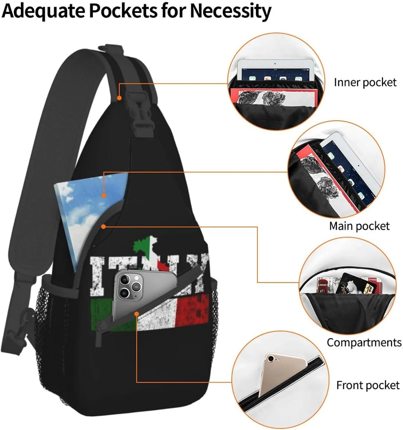 ASYG France Sling Bag France Flag Crossbody Chest Daypack Casual Backpack Shoulder Bag Hiking Bag Franch Bag