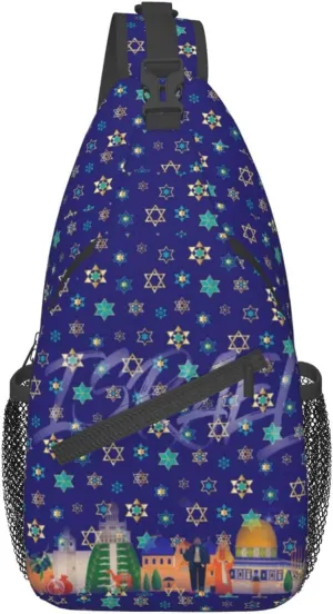 ASYG Israel Sling Bag Israel Crossbody Chest Daypack Casual Backpack Israel Shoulder Bag Israel Flag Bag