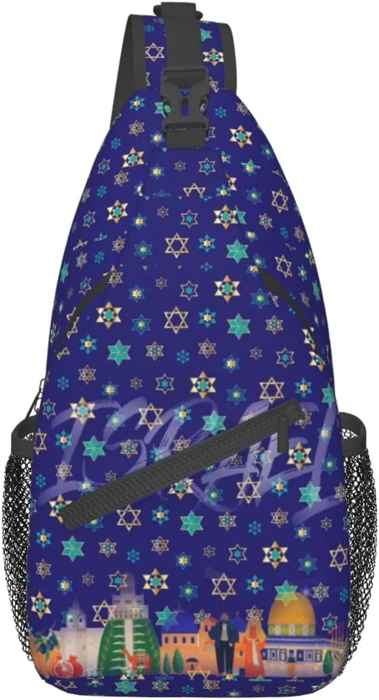 ASYG Israel Sling Bag Israel Crossbody Chest Daypack Casual Backpack Israel Shoulder Bag Israel Flag Bag