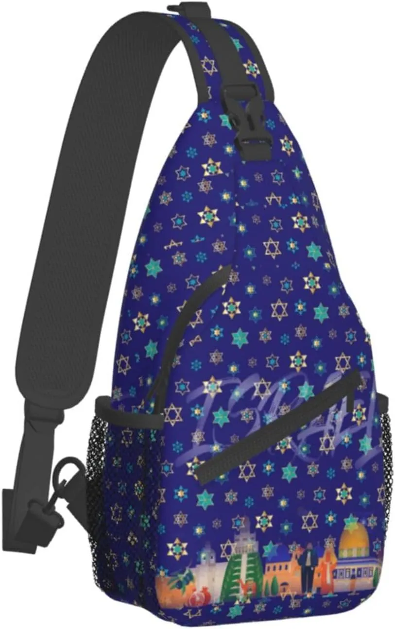 ASYG Israel Sling Bag Israel Crossbody Chest Daypack Casual Backpack Israel Shoulder Bag Israel Flag Bag