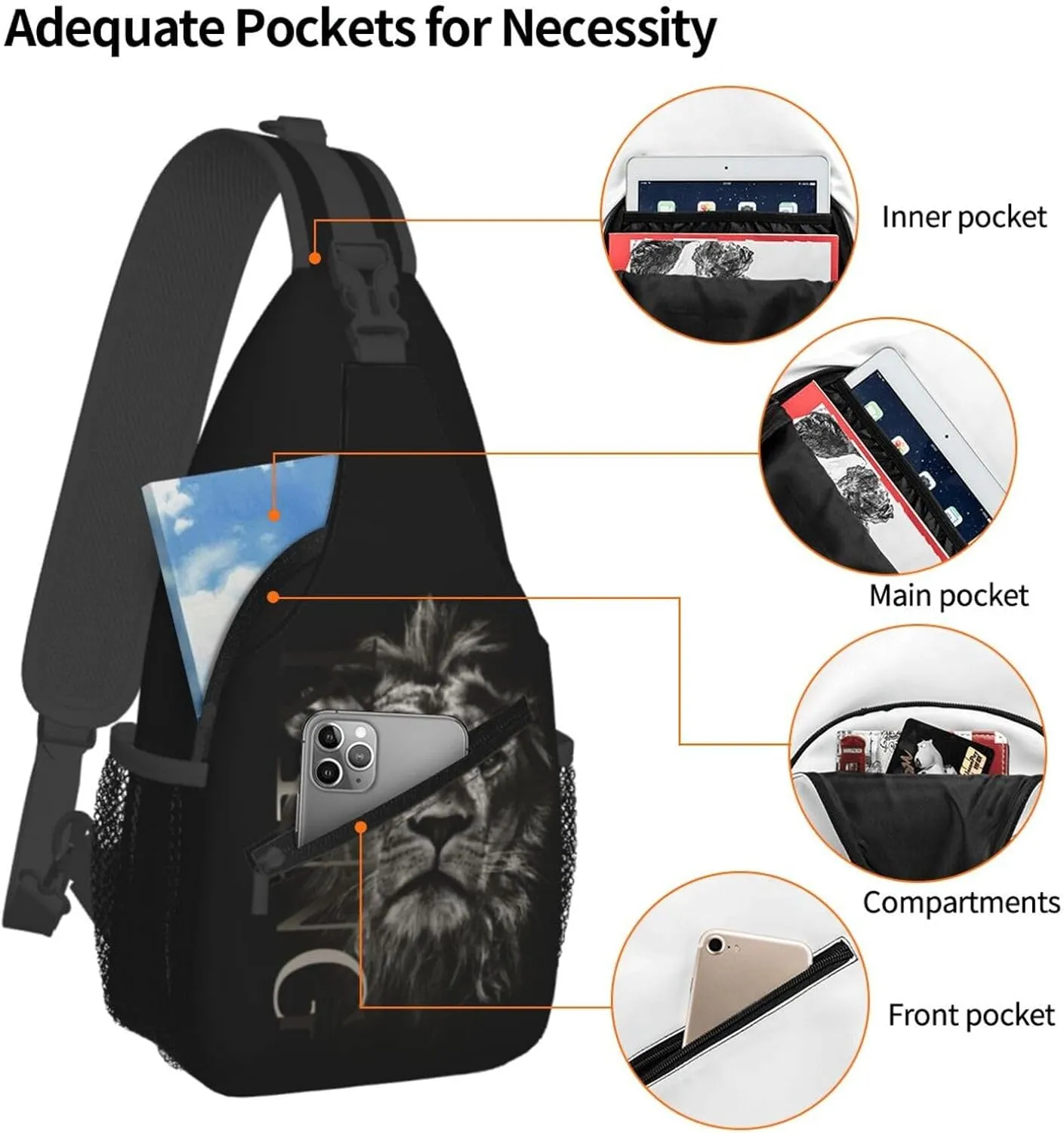 ASYG King Sling Bag Men Shoulder Bag Mens Bag Crossbody Chest Daypack Casual Backpack Bag for Men