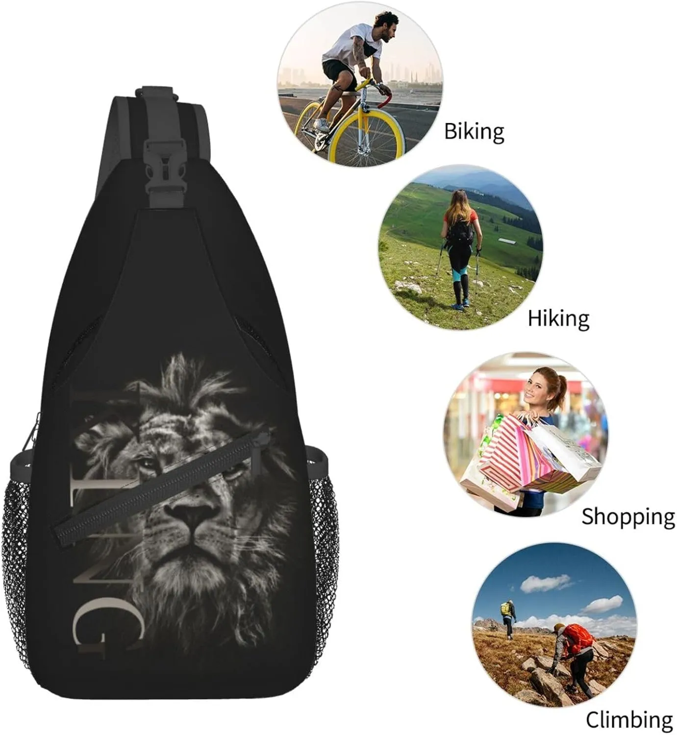 ASYG King Sling Bag Men Shoulder Bag Mens Bag Crossbody Chest Daypack Casual Backpack Bag for Men