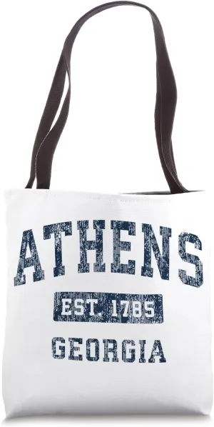 Athens Georgia GA Vintage Established Sports Design Tote Bag