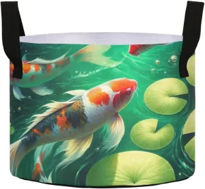 Augenstern Planters Pot with Handles Koi-Fish-Under-Water Plant Grow Bag Movable Raised Garden Bed
