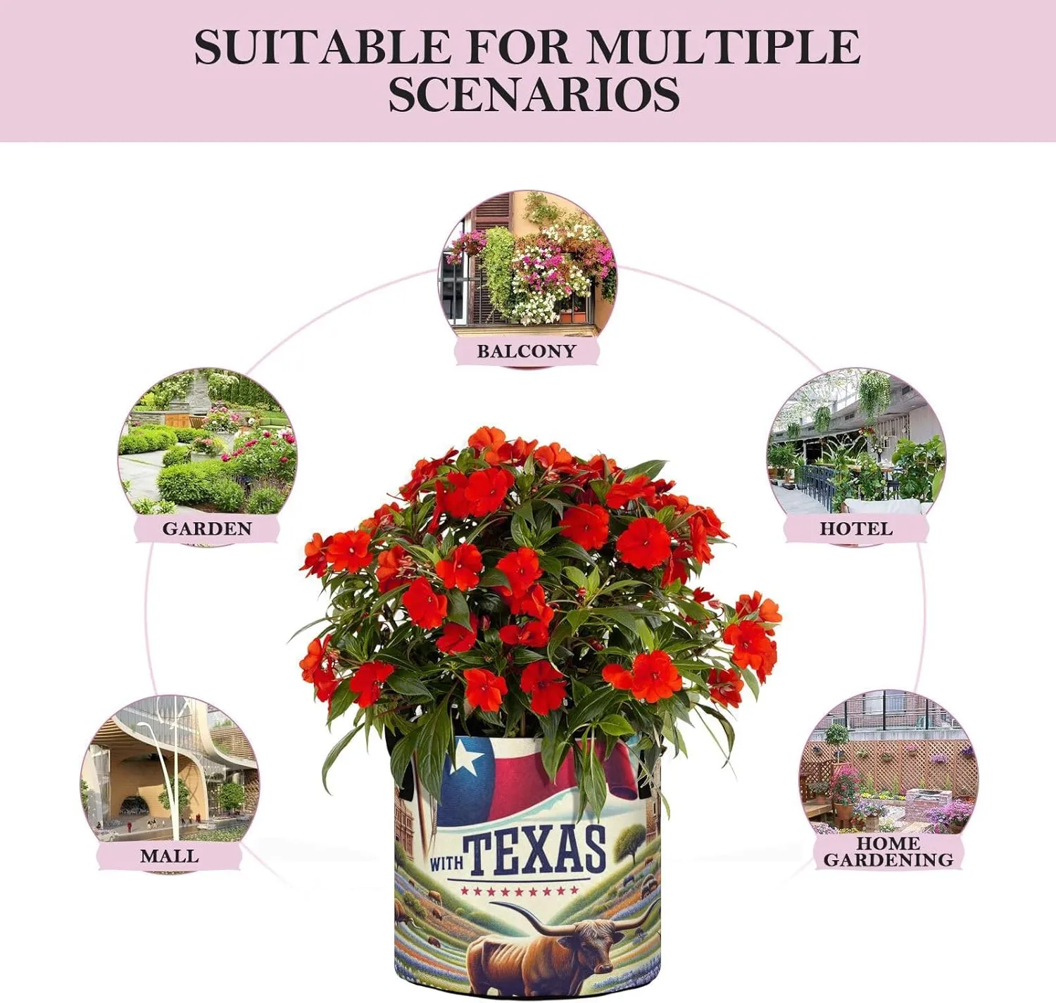 Augenstern Planters Pot with Handles Texas-Spirit Plant Grow Bag Movable Raised Garden Bed