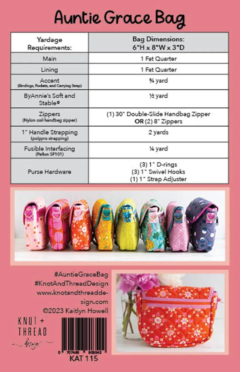 Auntie Grace Bag Pattern by Knot   Thread Design