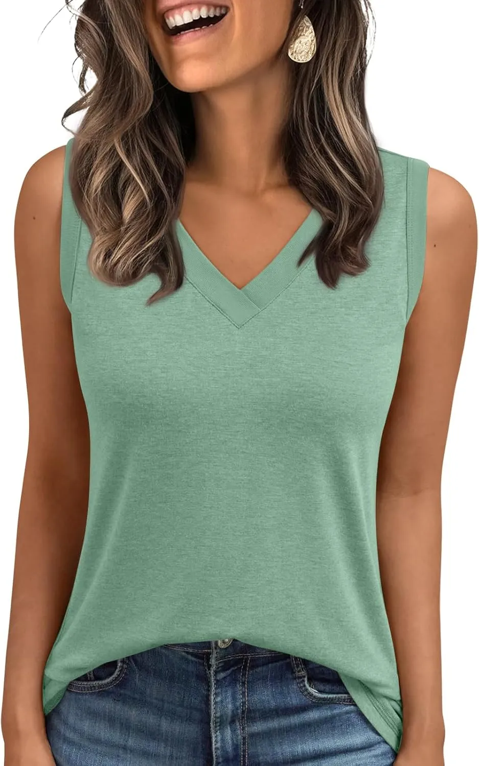 AUTOMET Tank Top Women Summer 2025 Casual Spring V Neck Sleeveless Tee Shirt Basic Trendy Beach Vacation Outfits Clothes