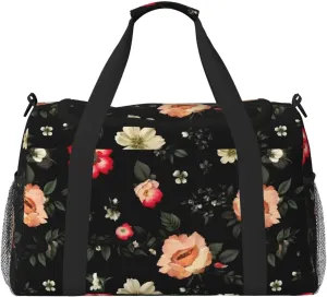 Autumn Beautiful Floral Travel Duffel Bag With Zippers And Handles, Big Foldable Duffle Bag For Family Vacations