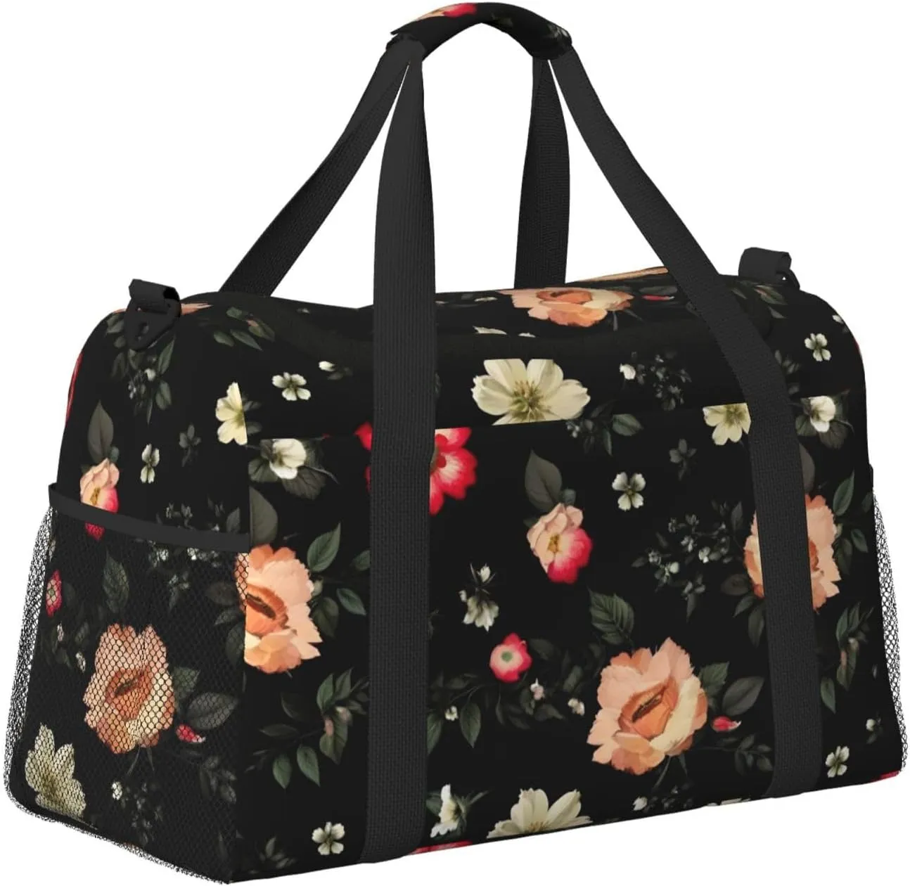 Autumn Beautiful Floral Travel Duffel Bag With Zippers And Handles, Big Foldable Duffle Bag For Family Vacations