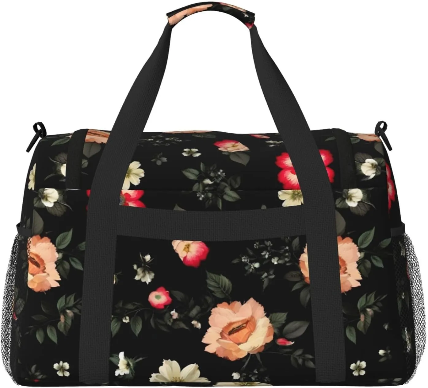 Autumn Beautiful Floral Travel Duffel Bag With Zippers And Handles, Big Foldable Duffle Bag For Family Vacations