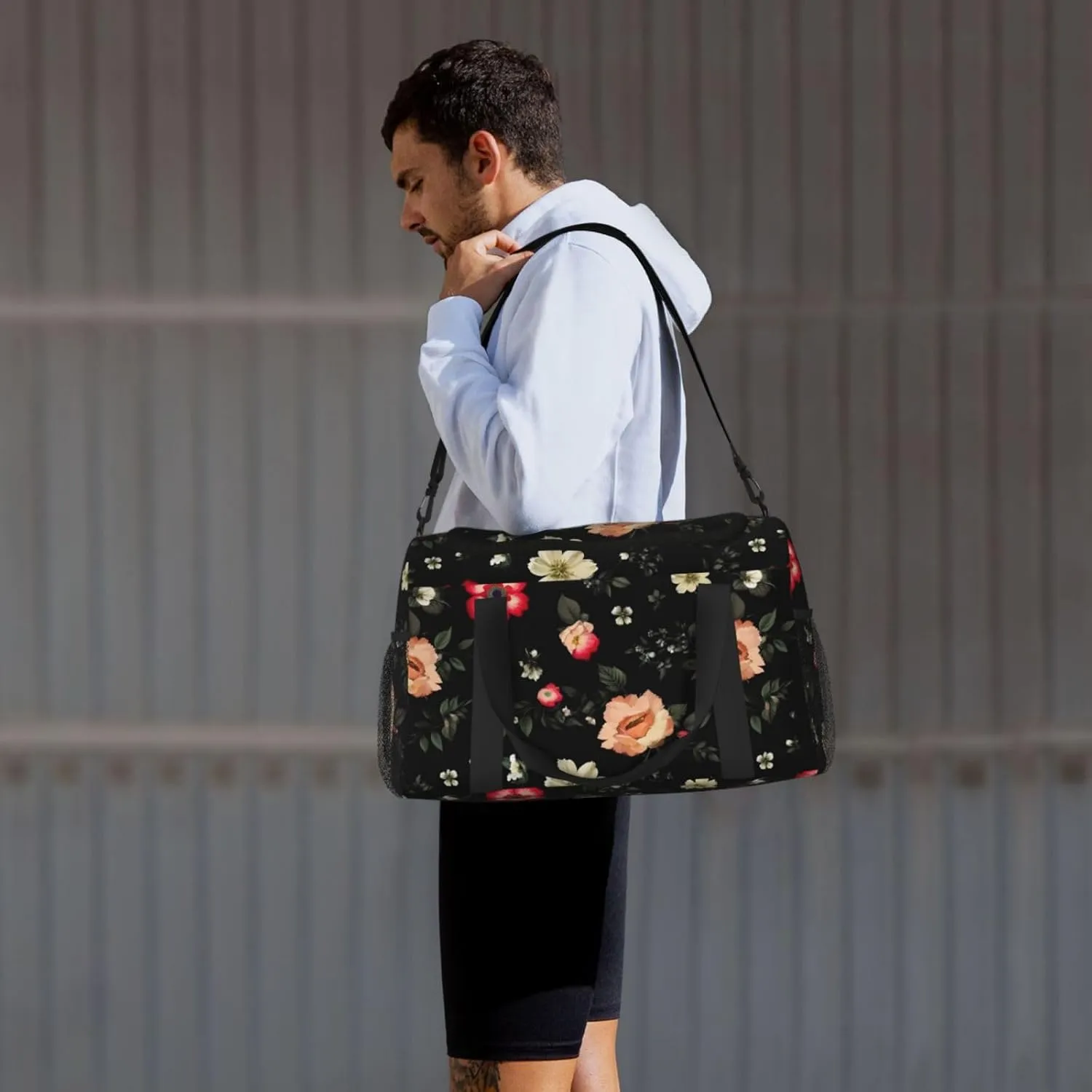 Autumn Beautiful Floral Travel Duffel Bag With Zippers And Handles, Big Foldable Duffle Bag For Family Vacations