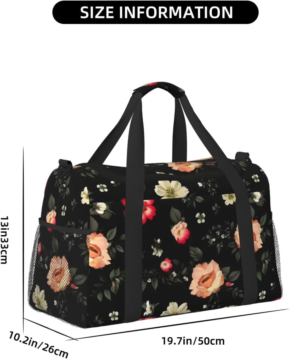Autumn Beautiful Floral Travel Duffel Bag With Zippers And Handles, Big Foldable Duffle Bag For Family Vacations