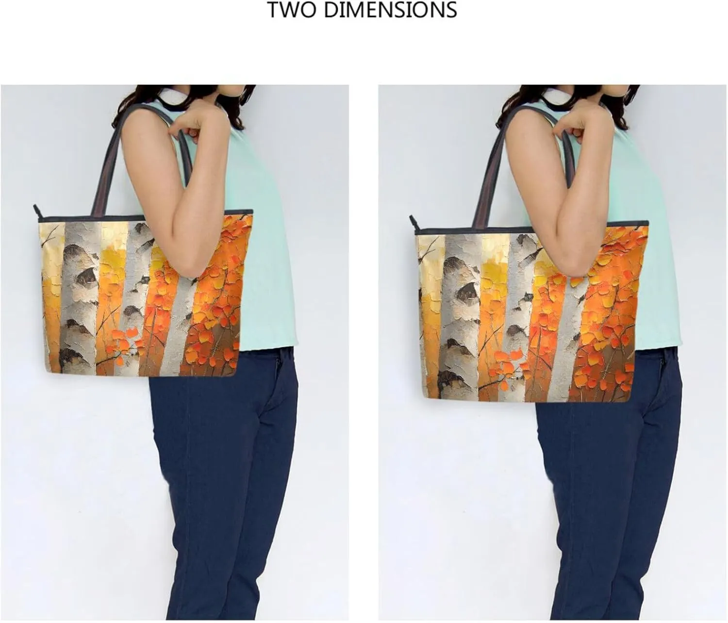 Autumn Leaf White Birch Tote Bag for Women Durable Designer Handbag with Zipper for Daily Use Travel L