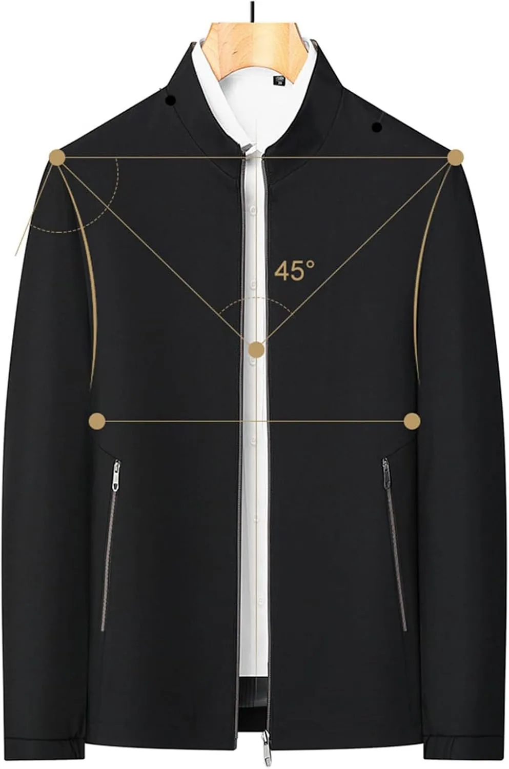 Aviation Men's Standing Collar Zipper Casual Jacket, Lightweight Windbreaker Jackets with Pocket Casual Work Outwear