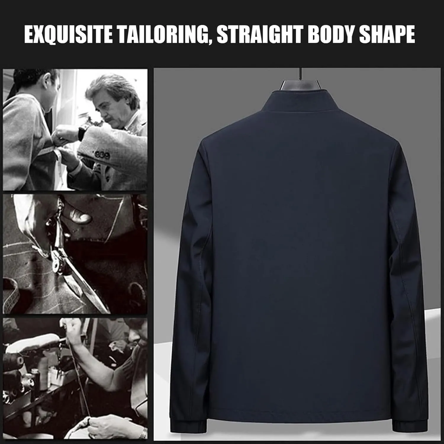 Aviation Men's Standing Collar Zipper Casual Jacket, Lightweight Windbreaker Jackets with Pocket Casual Work Outwear