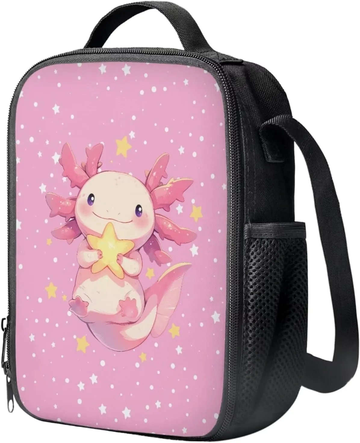 Axolotl Star Backpack for Girls 9-11 Years Personalised Backpack with Lunch Box Lightweight School Bag for Teens with Adjustable Shoulder Strap Cute Back Packs for Kindergarten Elementary