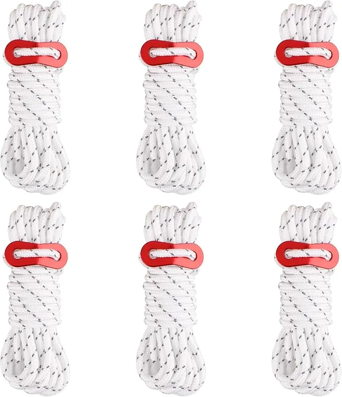 Azarxis Reflective Tent Guide Rope Lightweight Guy Line Cord with Aluminum Adjuster Guyline Tent Cord Tensioner for Camping Hiking Backpacking - Essential Survival Gear 13 Feet