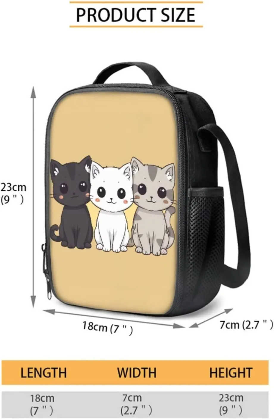 Baby Cat Backpack and Lunch Box Kids Backpacks with Lunch Bag fo Girls Elementary School Cute Book Bags for 6th Grade Girl Lunchbox Set Teens Pencil Case Back to School