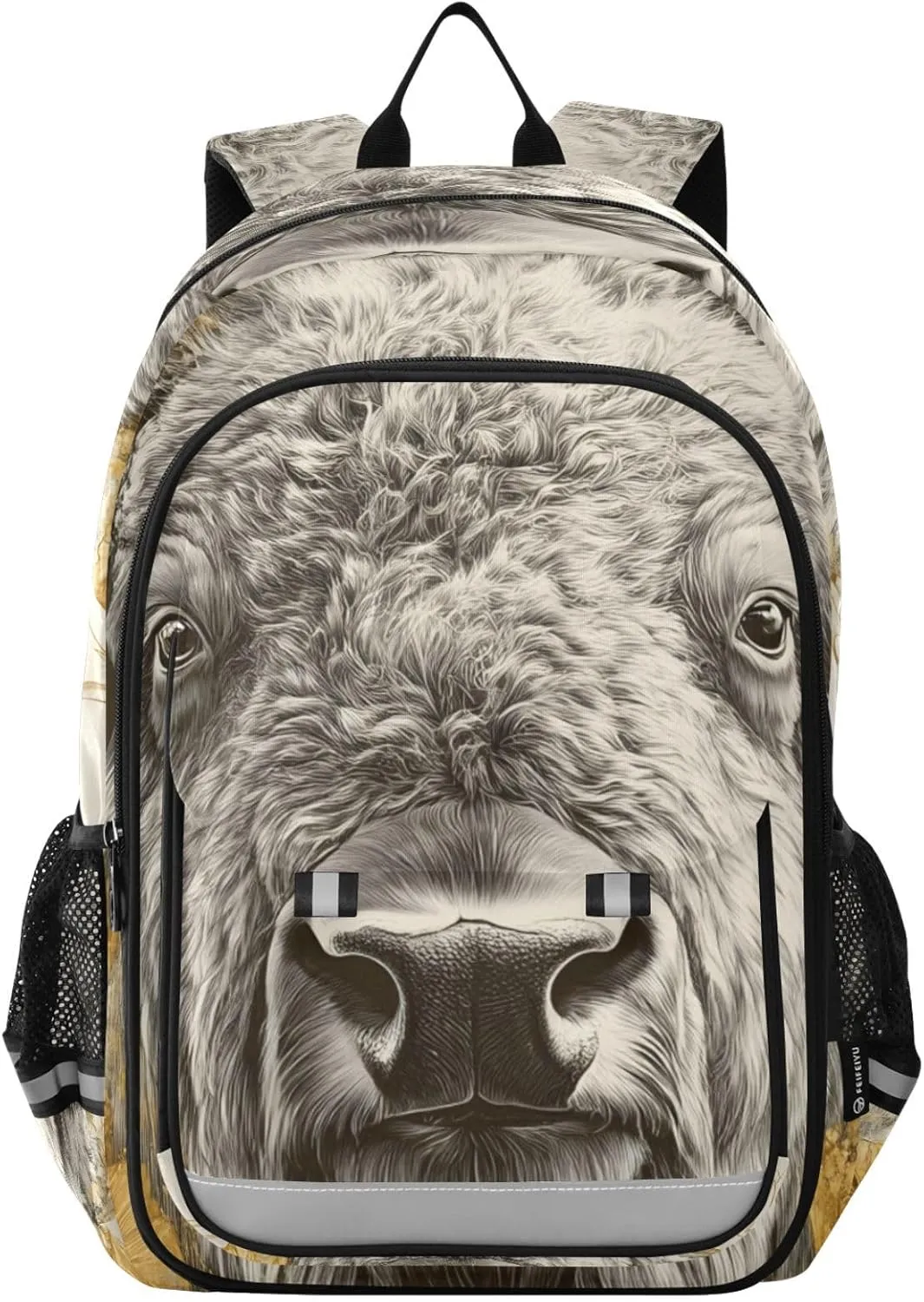 Backpack Bison Flower for Men Women Travel Laptop Daypack Shoulder Bag Book Bag Cool Funny Cute Backpack with Reflective Strip 12.9" ×17.7"