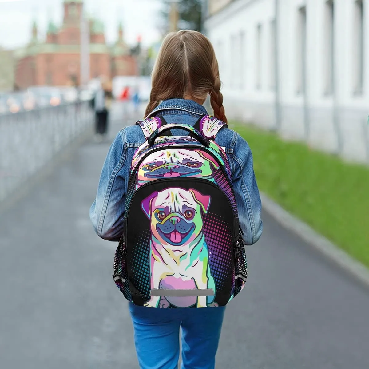 Backpack Bookbag Pug Dog Pop Art Style School Bag Travel Bag for Girls Boys Teen