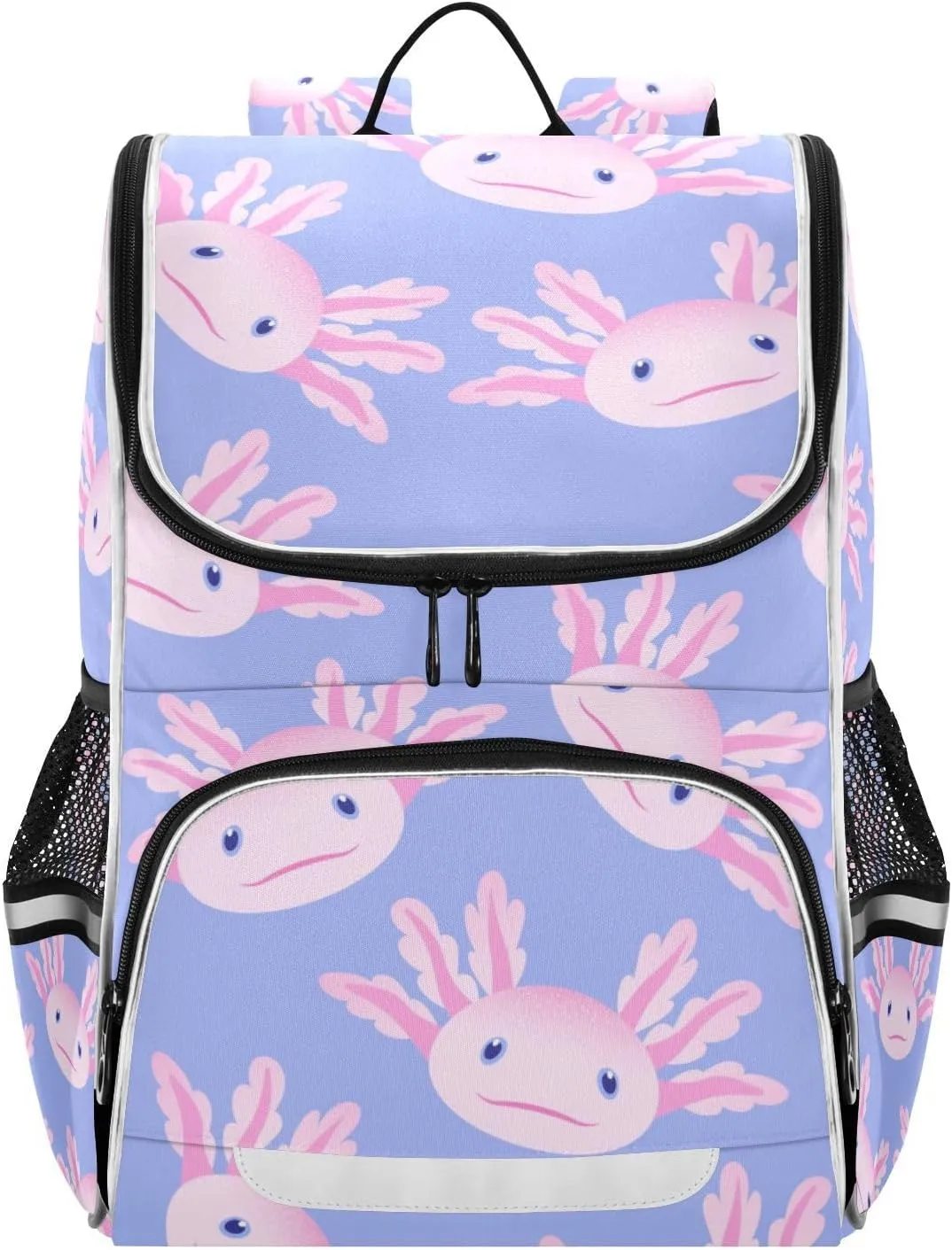 Backpack Cute Axolotl Salamander School Backpack Travel Hiking Large Capacity Causal Daypack Bookbag Laptop Schoolbag with Reflective Tape for Boys Girls Adults
