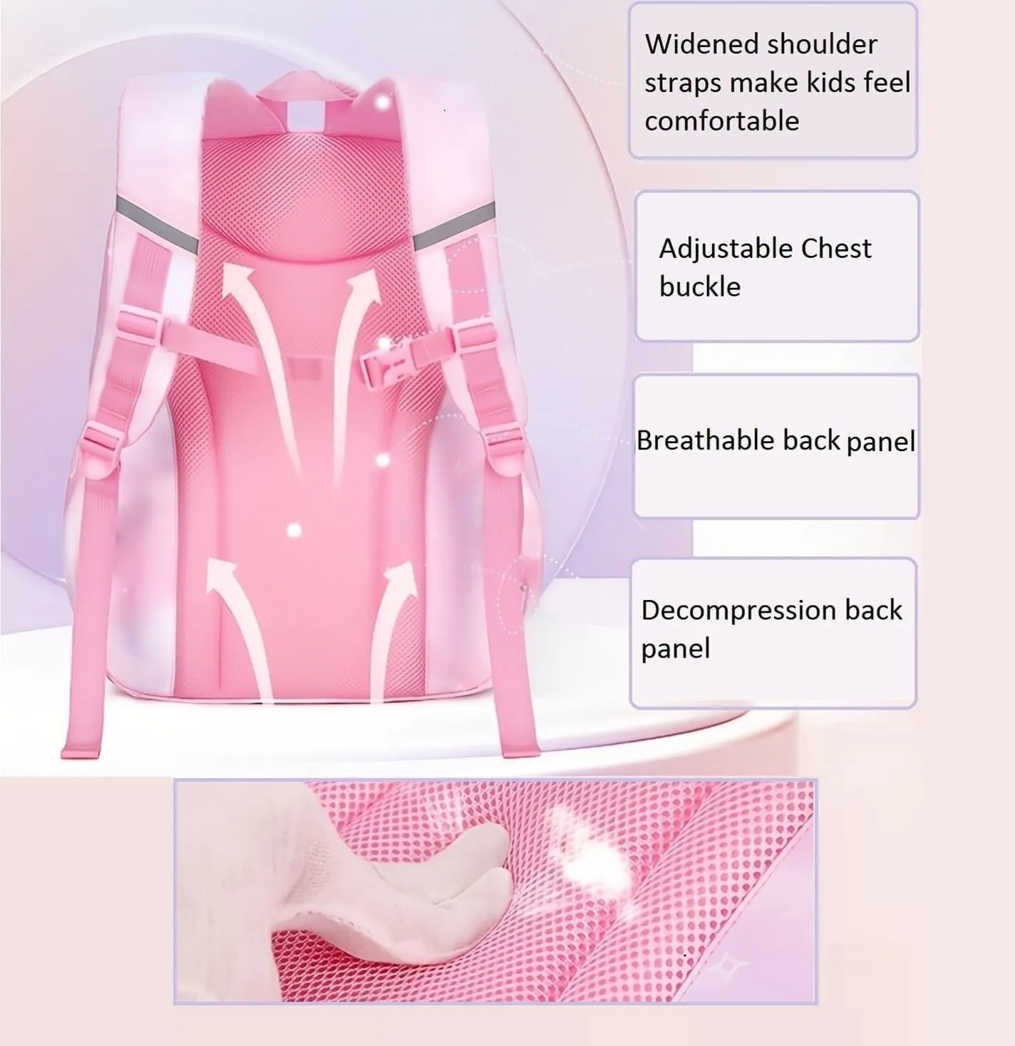 Backpack for Girls with Chest Buckle Kids Bookbag for Elementary School Water Resistant School Bag Blue
