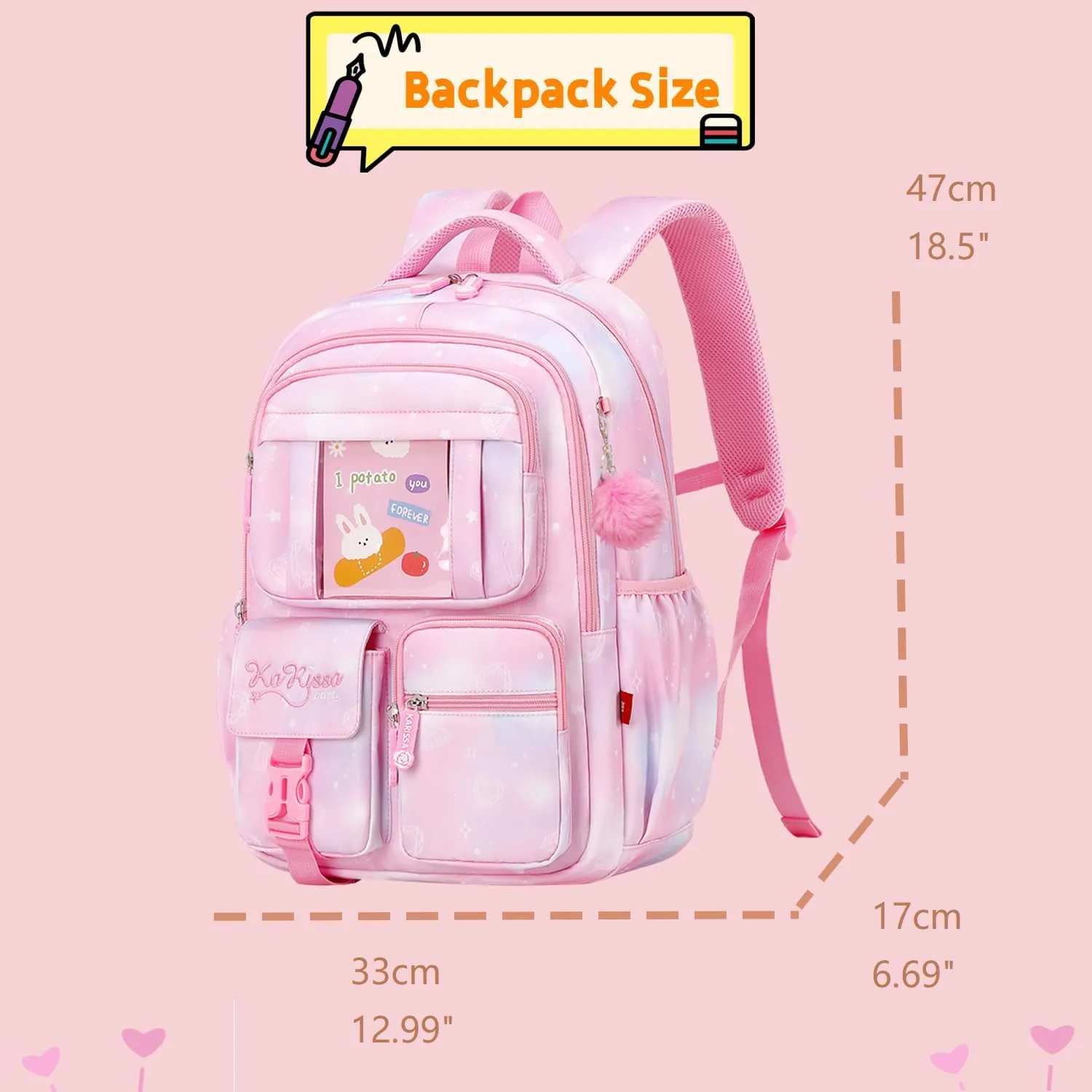 Backpack for Girls with Chest Buckle Kids Bookbag for Elementary School Water Resistant School Bag Blue