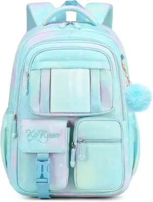 Backpack for Girls with Chest Buckle Kids Bookbag for Elementary School Water Resistant School Bag Blue