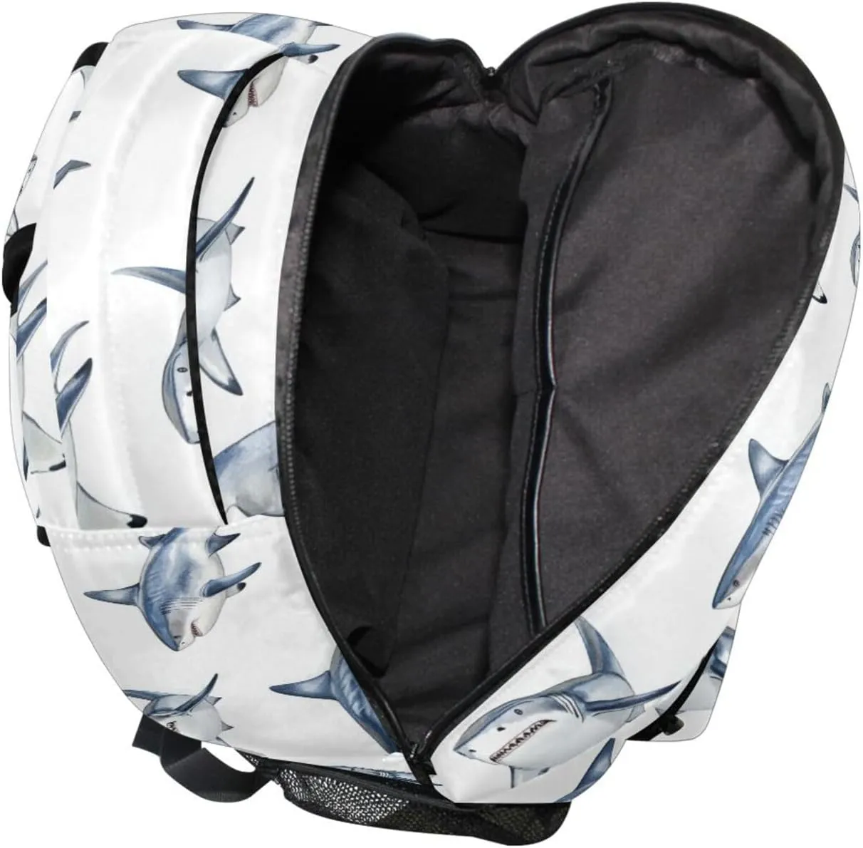 Backpack for Teenager Waterproof Outdoor Backpack with Chest Strap Gift Men & Women Cartoon Funny fish sea White