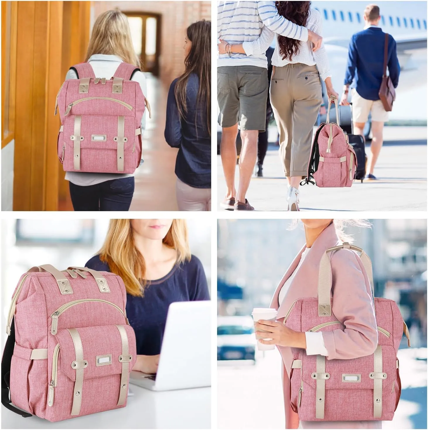 Backpack for Women, 15.6 Inch Laptop Backpack for Teacher Doctor Nurse,Large Travel Wide Open College Shoulder Bag With RFID Anti Theft USB Charging Port