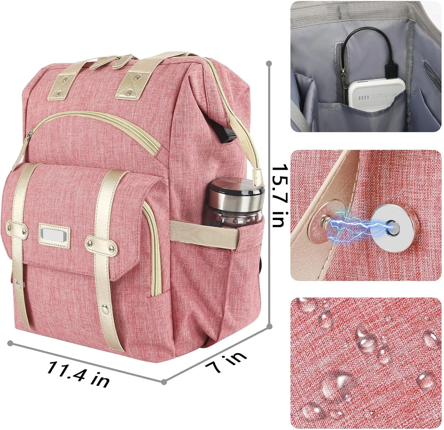 Backpack for Women, 15.6 Inch Laptop Backpack for Teacher Doctor Nurse,Large Travel Wide Open College Shoulder Bag With RFID Anti Theft USB Charging Port