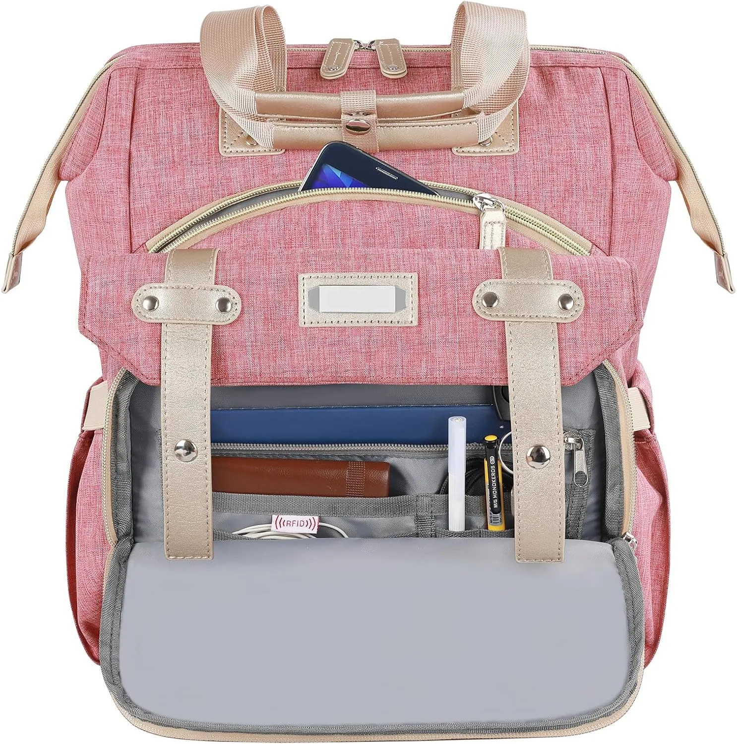Backpack for Women, 15.6 Inch Laptop Backpack for Teacher Doctor Nurse,Large Travel Wide Open College Shoulder Bag With RFID Anti Theft USB Charging Port
