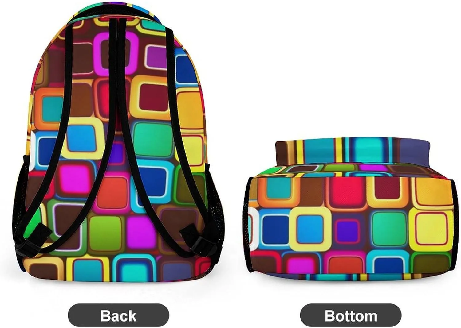 Backpack for Women Men Travel Colorful Squares Daypack Lightweight Laptop Bag Carry On Backpacks for Work