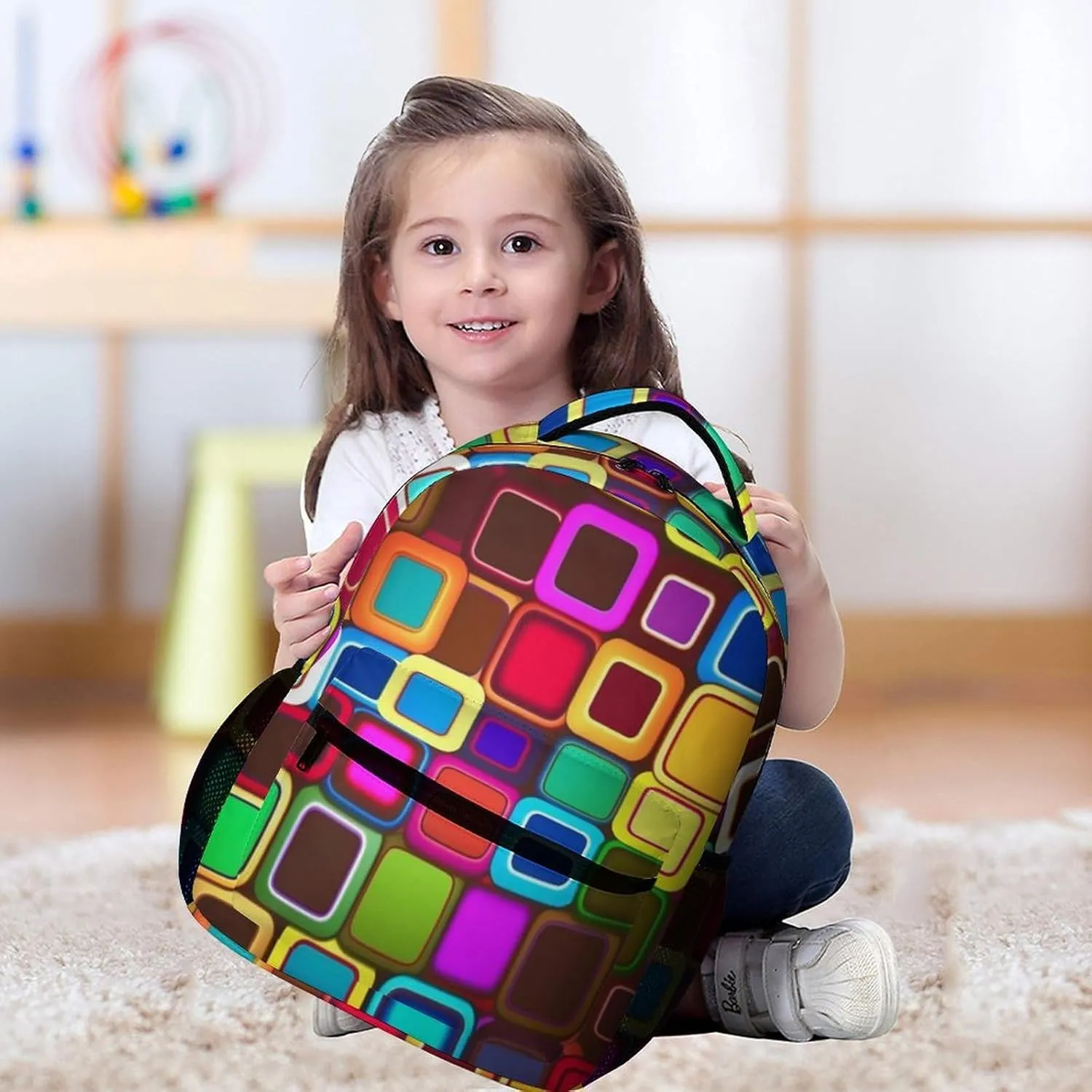 Backpack for Women Men Travel Colorful Squares Daypack Lightweight Laptop Bag Carry On Backpacks for Work