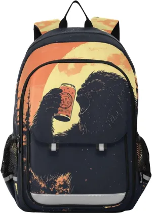Backpack Funny Soda Sasquatch for Women Men Travel Laptop Daypack Shoulder Bag Book Bag Daypack with Reflective Strip 12.9” × 17.7”