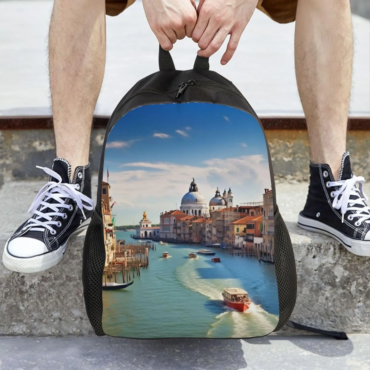 Backpack Grand Canal In Italy Travel Casual Laptop Backpack Waterproof Hiking Daypack For Men Women