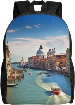 Backpack Grand Canal In Italy Travel Casual Laptop Backpack Waterproof Hiking Daypack For Men Women