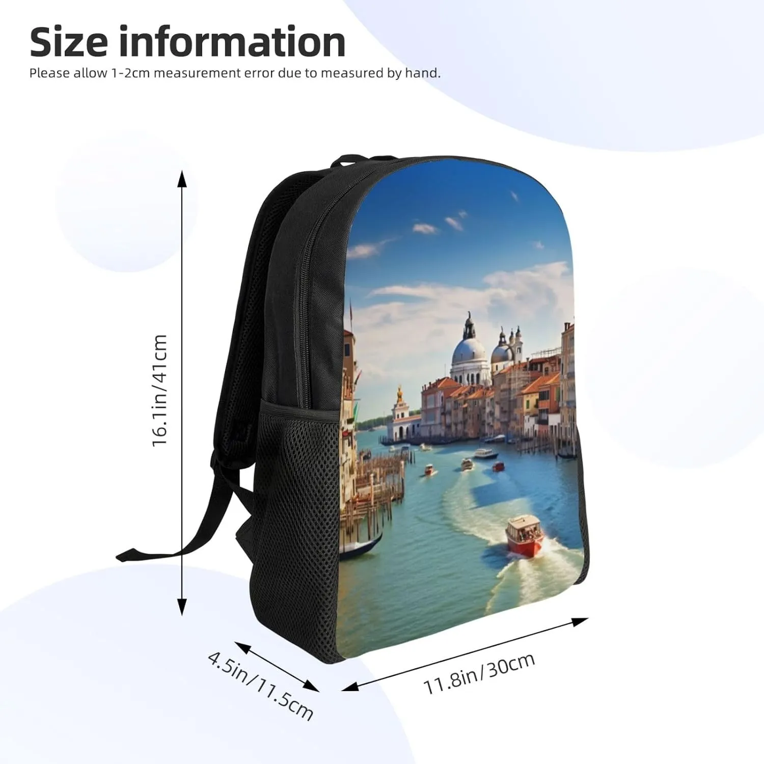 Backpack Grand Canal In Italy Travel Casual Laptop Backpack Waterproof Hiking Daypack For Men Women