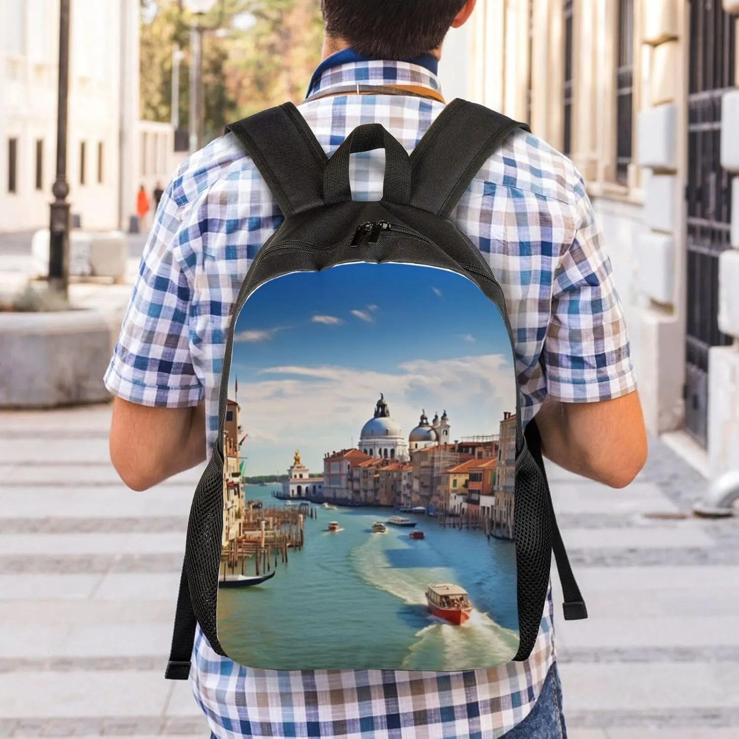 Backpack Grand Canal In Italy Travel Casual Laptop Backpack Waterproof Hiking Daypack For Men Women