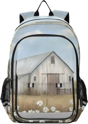 Backpack Windmill Barn Daisy for Men Women Travel Laptop Daypack Shoulder Bag Book Bag Cool Funny Cute Backpack with Reflective Strip 12.9 ×17.7 In