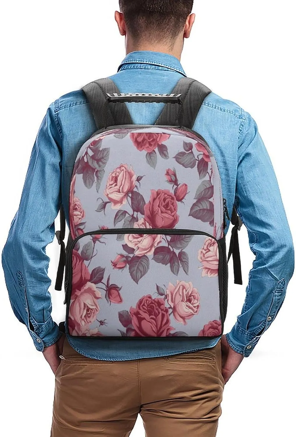 Backpacks Red Roses Floral Travel Bag Business Work Laptop Backpack