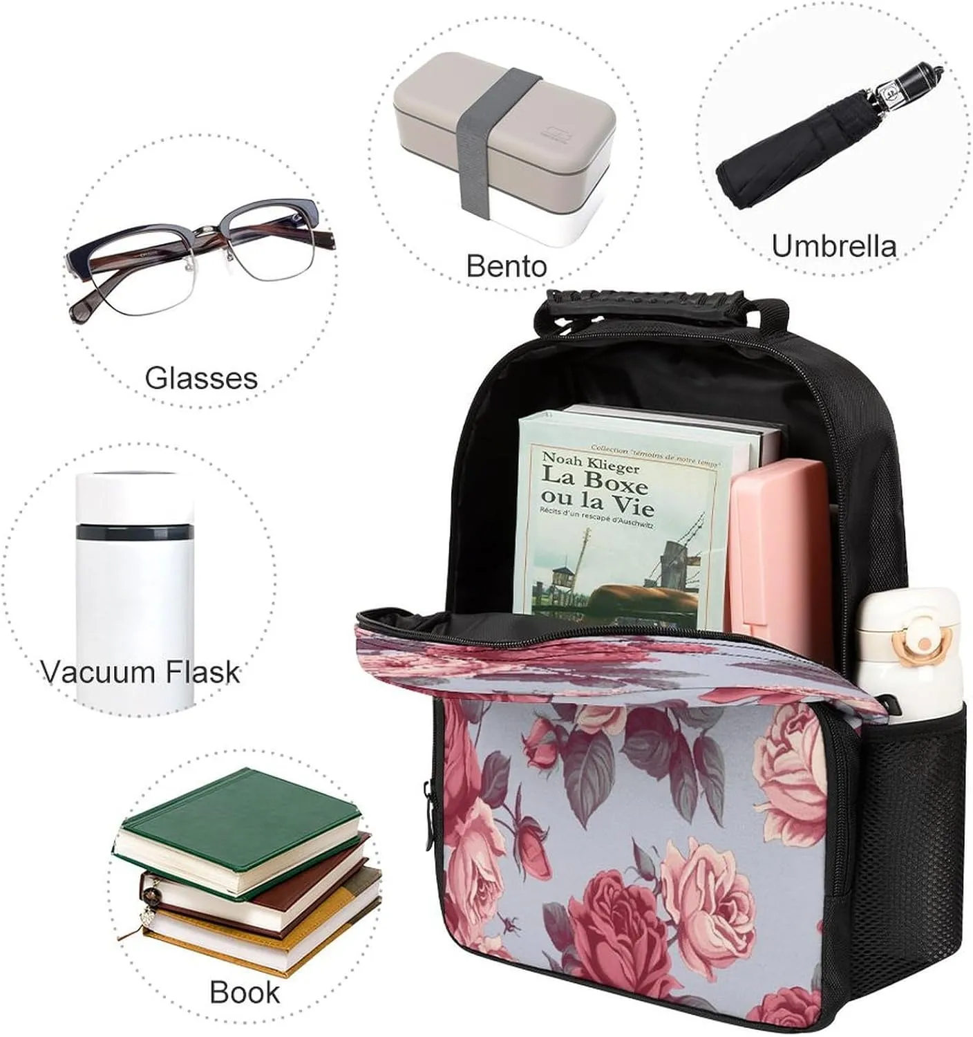 Backpacks Red Roses Floral Travel Bag Business Work Laptop Backpack