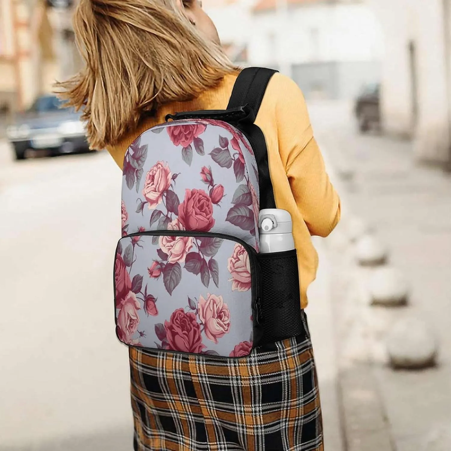 Backpacks Red Roses Floral Travel Bag Business Work Laptop Backpack